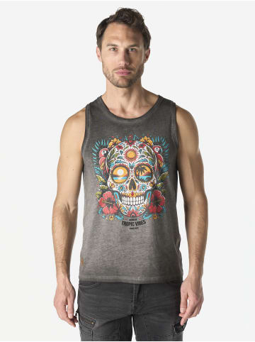 KOROSHI Herren baumwolle print tanktop in grau