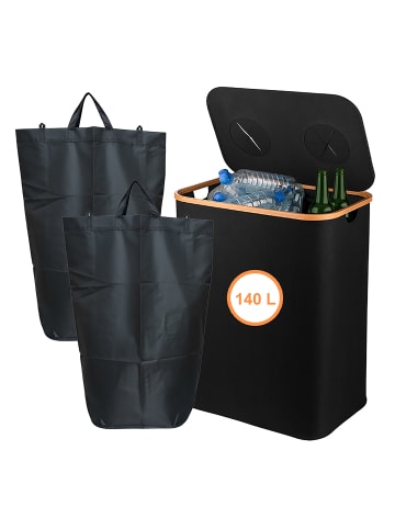 relaxdays Pfandflaschen-Sammelbehälter in Schwarz - 140 Liter