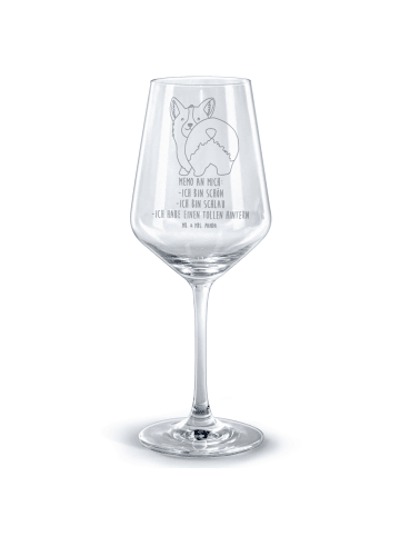 Mr. & Mrs. Panda Rotwein Glas Corgi Po mit Spruch in Transparent