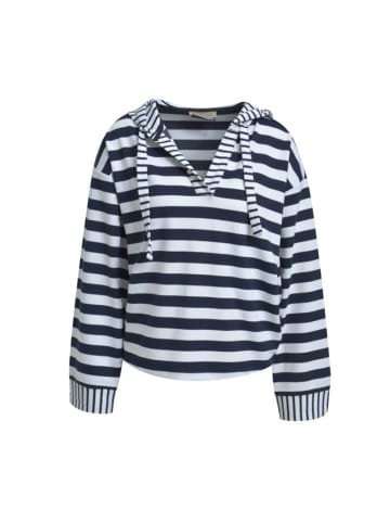 Smith&Soul BOXY INTERLOCK HOODIE STRIPED in Marine