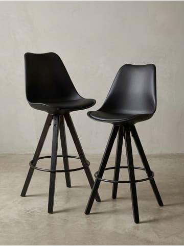 KADIMA DESIGN Barhocker 2er-Set | Kunstleder, Massivholz, Schwarz, Sitzhöhe 77cm
