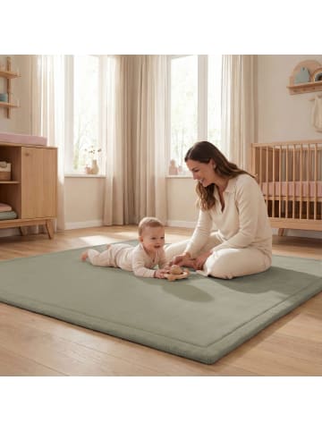 SanoSoft Sanosoft samtweicher & kuscheliger Krabbelteppich Schilfgrün 100x150cm