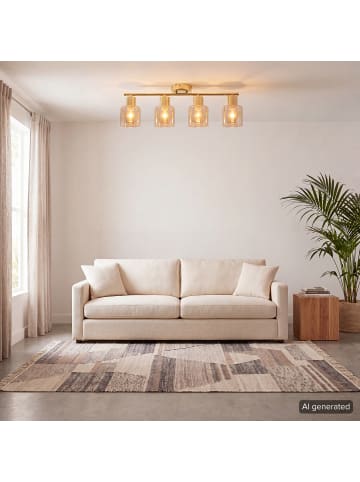 home24 home24 Deckenleuchte 4-flammig (1er Set) - Gold - Glas & Eisen - 60.0 x 22.0 x 12.0 cm in Gold