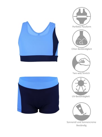 Aquarti Mädchen Sport Bikini - Racerback Bustier & Badehose in blau