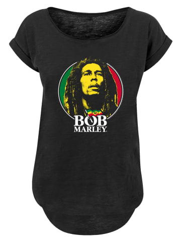 F4NT4STIC Long Cut T-Shirt Bob Marley Logo Badge Reggae Music in schwarz