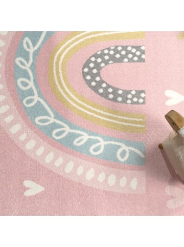 KADIMA DESIGN Kinderteppich Regenbogen Kinderzimmer in Rosa