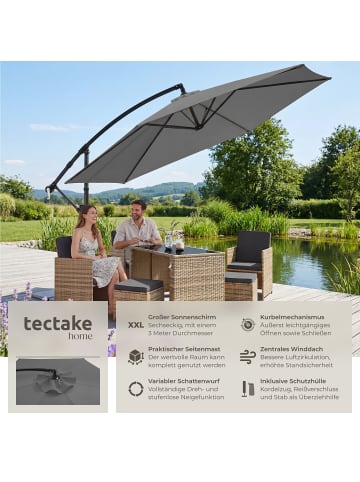 tectake Sonnenschirm mit Doppeldach, inkl. Schutzhülle | 3 x 3 m