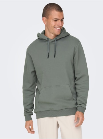 Only&Sons Weicher Kapuzen Pullover Basic Hoodie ONSCERES in Grün-2