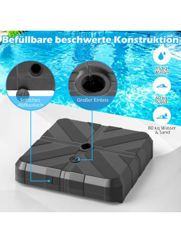 COSTWAY Sonnenschirmständer 45L/60kg befüllbar in Schwarz