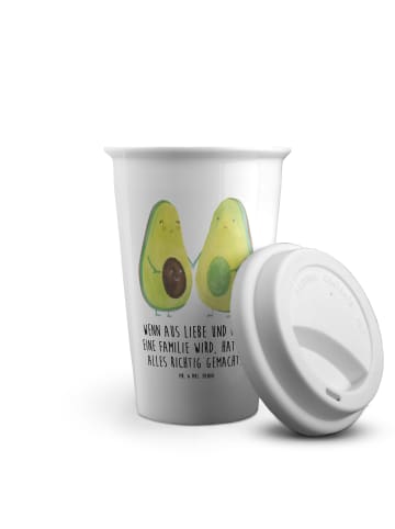 Mr. & Mrs. Panda ToGo Kaffeebecher Avocado Pärchen mit Spruch in Weiß
