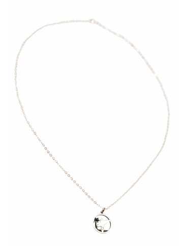 Gemshine Halskette mit Anhänger Maritim Surferin Palme in silver coloured