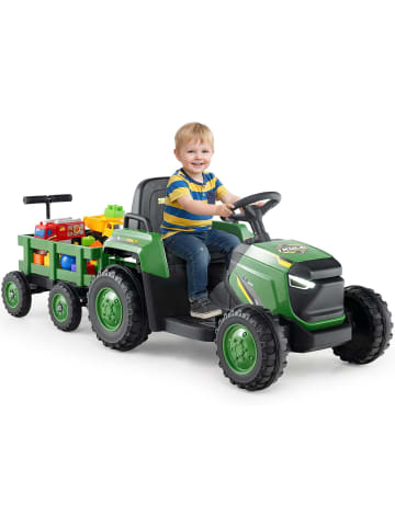COSTWAY 12V Elektro Traktor mit Anhänger in Grün