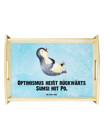 Mr. & Mrs. Panda sofatablett Pinguin Lachen mit Spruch in Eisblau