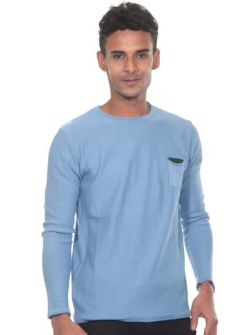 FIOCEO Pullover Rundhals slim fit in hellblau