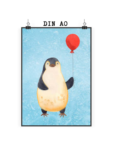 Mr. & Mrs. Panda Bild Pinguin Luftballon ohne Spruch in Eisblau