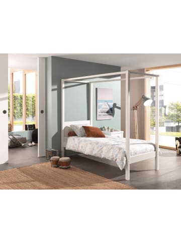 58 aufm Kessel HIMMELBETT Kathie 208x191x98 aus Massivholz in Weiß