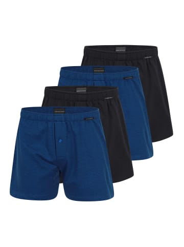 Schiesser Boxershorts Singel-Jersey in Blau / Schwarz