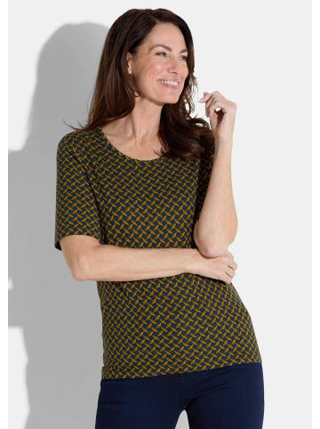 GOLDNER Shirt Shirt in marine / honig / gemustert