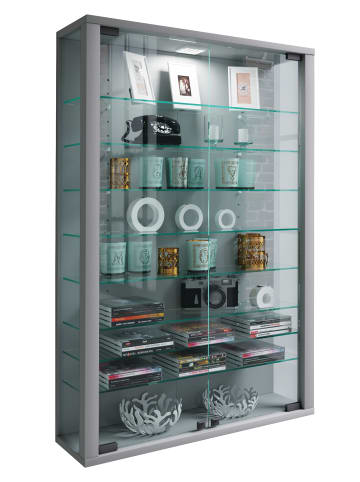 VCM  Wandvitrine Hängevitrine Glasvitrine Vitrosa Mini in Silber