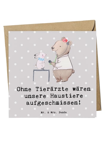 Mr. & Mrs. Panda Einladungskarte Tierarzt Helden mit Spruch in Grau Pastell