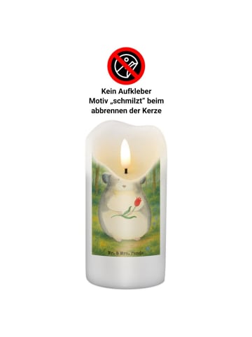 Mr. & Mrs. Panda Kerze Chinchilla Blume Design ohne Spruch in Weiß