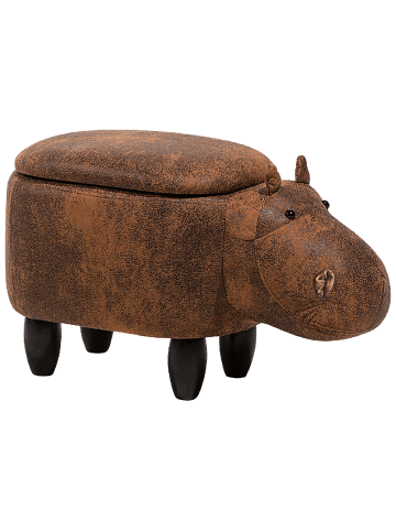 Beliani Tierhocker HIPPO in Braun/Schwarz - (W) 32 x (H) 35 x (L) 60 cm
