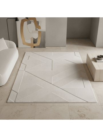 KADIMA DESIGN Teppich Kurzflor Geometrisch Microfaser Innen in Creme