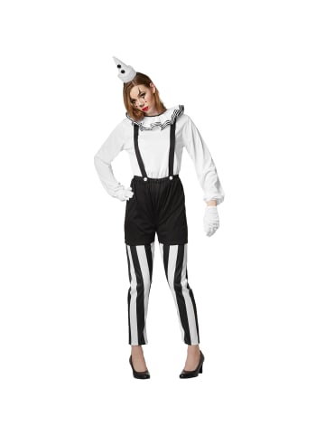 tectake Sechsteiliges Clown-Kostüm in Schwarz und Weiß, schwarz/weiß