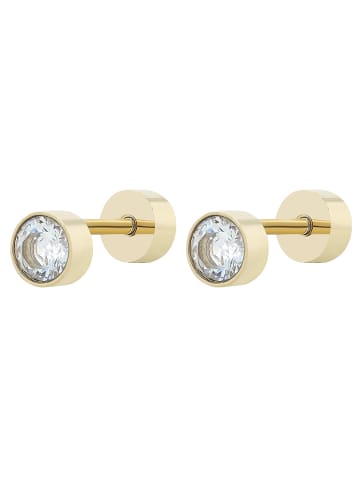 Adeliás Damen Ohrringe – Ohrstecker aus Edelstahl mit Zirkonia in gold