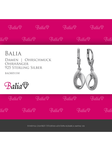 BALIA Silber 925 Damen Ohrhänger Loop Ohrring ca. 3,3cm