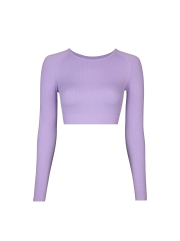 SNOCKS Geripptes Sportshirt langarm Damen Pastelllila 1 Stück