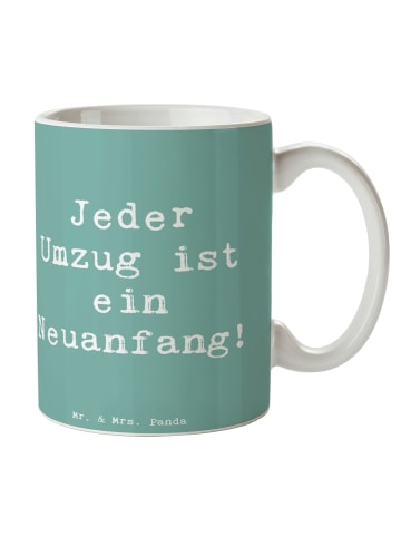 Mr. & Mrs. Panda Keramtiktasse Spruch Umzug Neuanfang mit Spruch in Meeresbrise