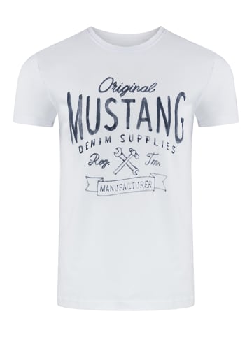 Mustang T-Shirt Basic Print in Weiß