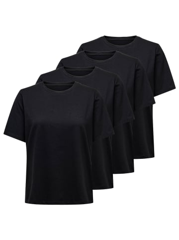 ONLY T-Shirt 4er Pack in Schwarz
