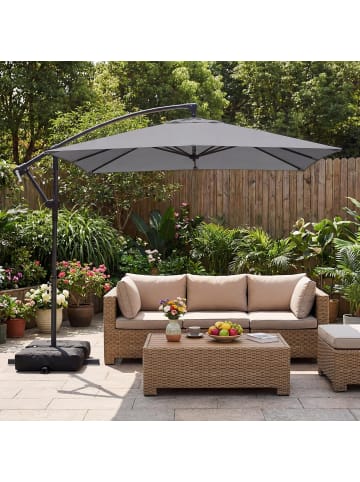 COSTWAY 250 cm Sonnenschirm Rechteckig mit Ständer in Grau