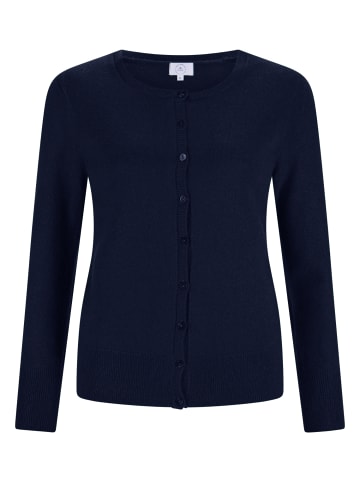 CASH-MERE.CH Cardigan Rundhals in Marine Blau