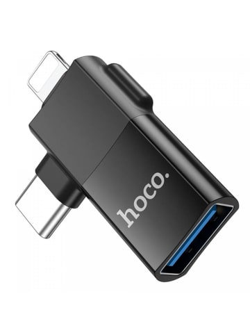 HOCO OTG 2in1  Adapter komaptibel iPhone USB-C-Stecker USB-A in Schwarz