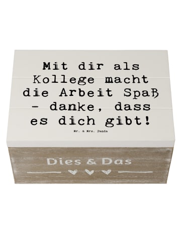 Mr. & Mrs. Panda Kiste Spruch Kollege Freude mit Spruch in Weiß