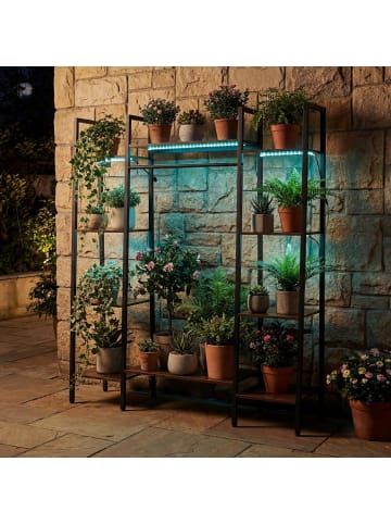 COSTWAY Blumenständer mit Wachstumslicht 10 Ebenen in Braun