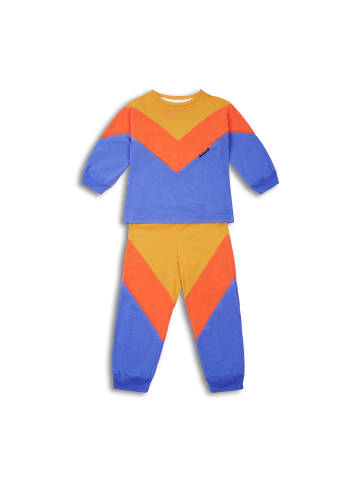 MANITOBER Cut & Sew Schlafanzug in Blue/Khaki/Orange