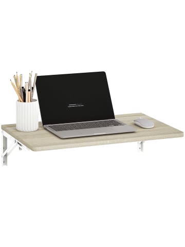 HOMCOM Wandschreibtisch-60L x 40B x 16H cm-Eiche