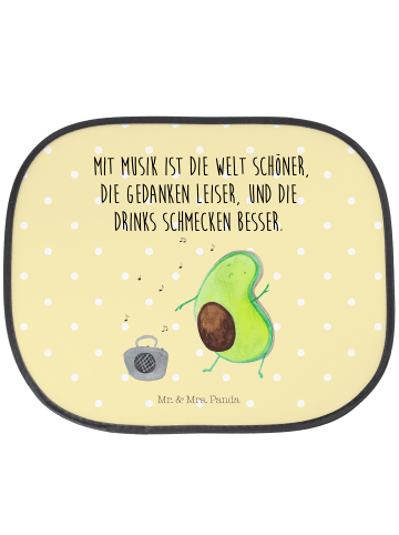 Mr. & Mrs. Panda Auto Hitzeschutz Avocado Tanzen mit Spruch in Gelb Pastell