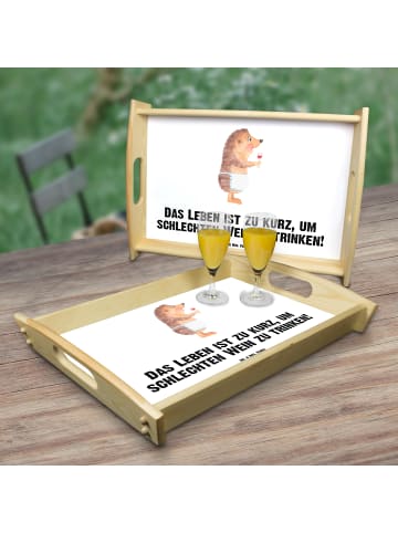 Mr. & Mrs. Panda Serviertablett Igel Wein mit Spruch in Weiß