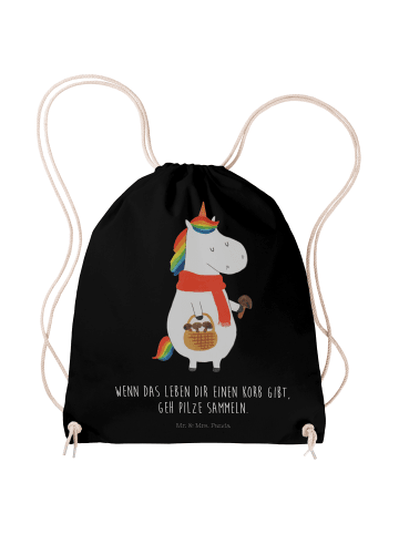 Mr. & Mrs. Panda Beutel Einhorn Pilz mit Spruch in Schwarz