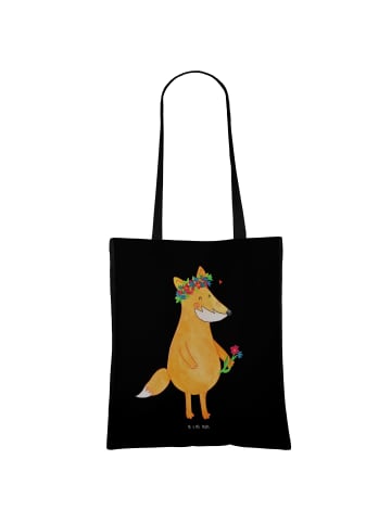 Mr. & Mrs. Panda Shopper Fuchs Blumen ohne Spruch in Schwarz