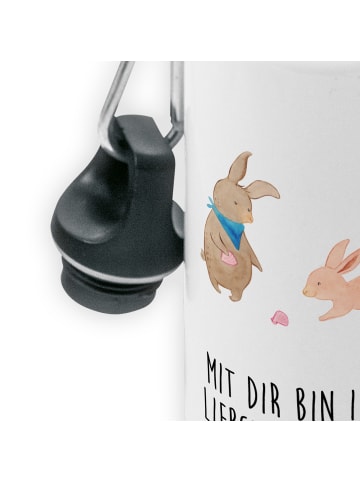 Mr. & Mrs. Panda Kindertrinkflasche Hasen Muschel mit Spruch in Weiß