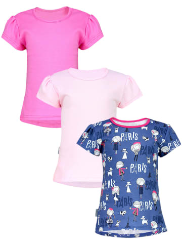 TupTam 3er- Set Kurzarmshirts in rosa-kombi