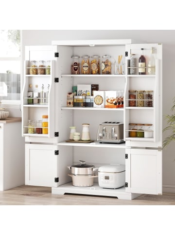 COSTWAY Küchenschrank hoch 139 cm in Weiß