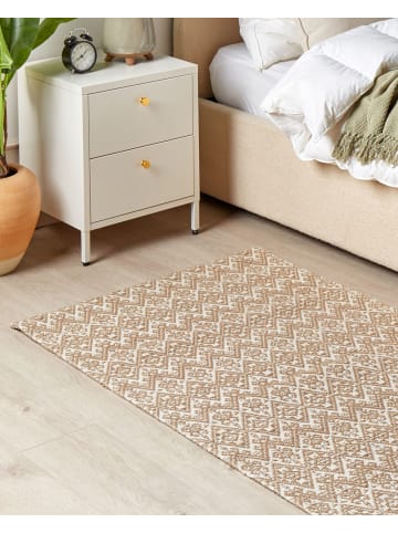 Beliani Geflochtener Teppich ATIMA in Beige/Weiß - (W) 80 x (L) 150 cm