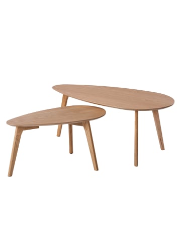 home24 home24 Couchtisch-Set (2er Set) - Eiche - MDF furniert & Massivholz Eiche - 100.0 x 40.0 x 50.0 cm in Eiche